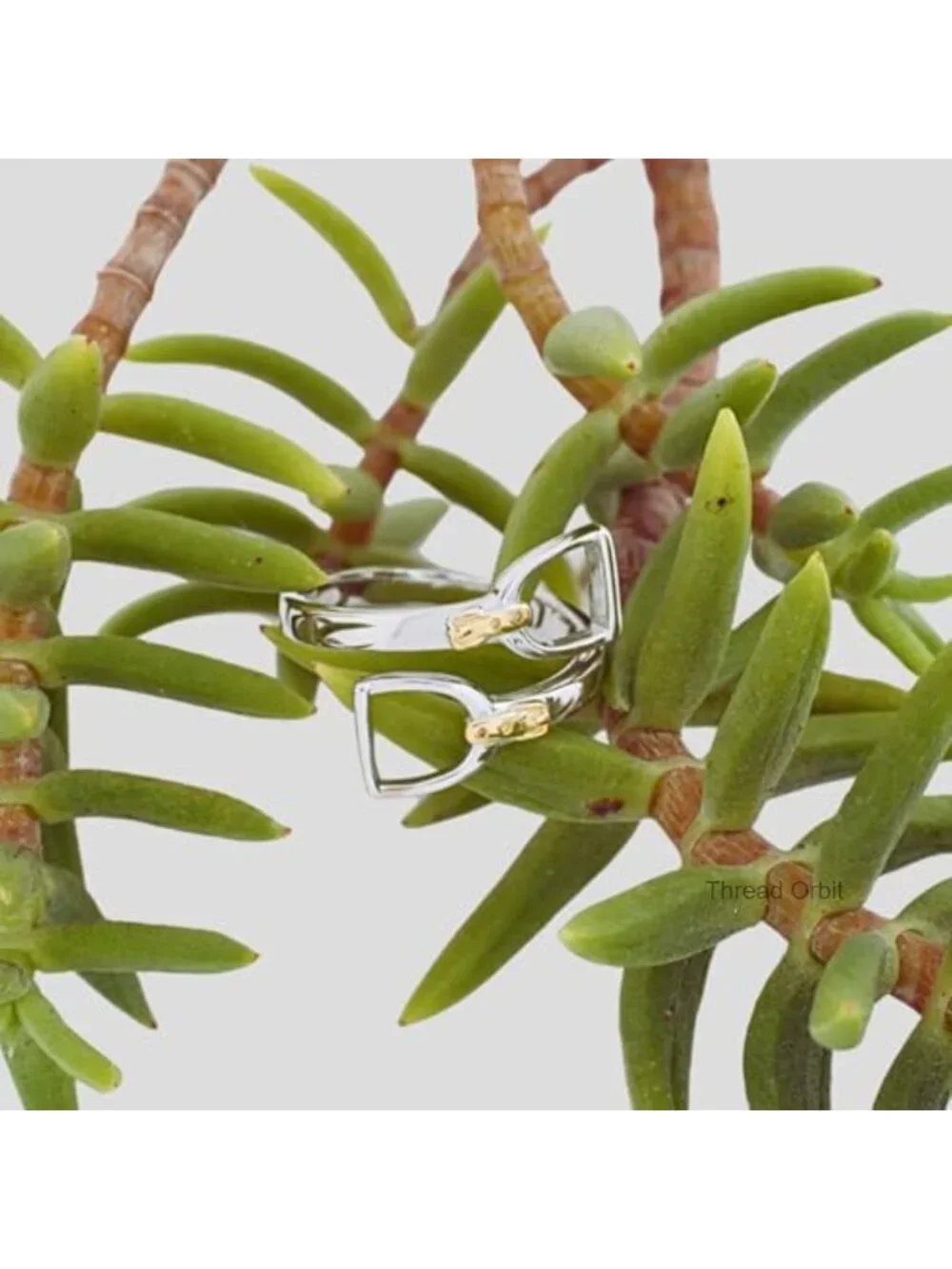 2-Toned Double Stirrup Adjustable Ring 925 Sterling Silver Filled or Brass &